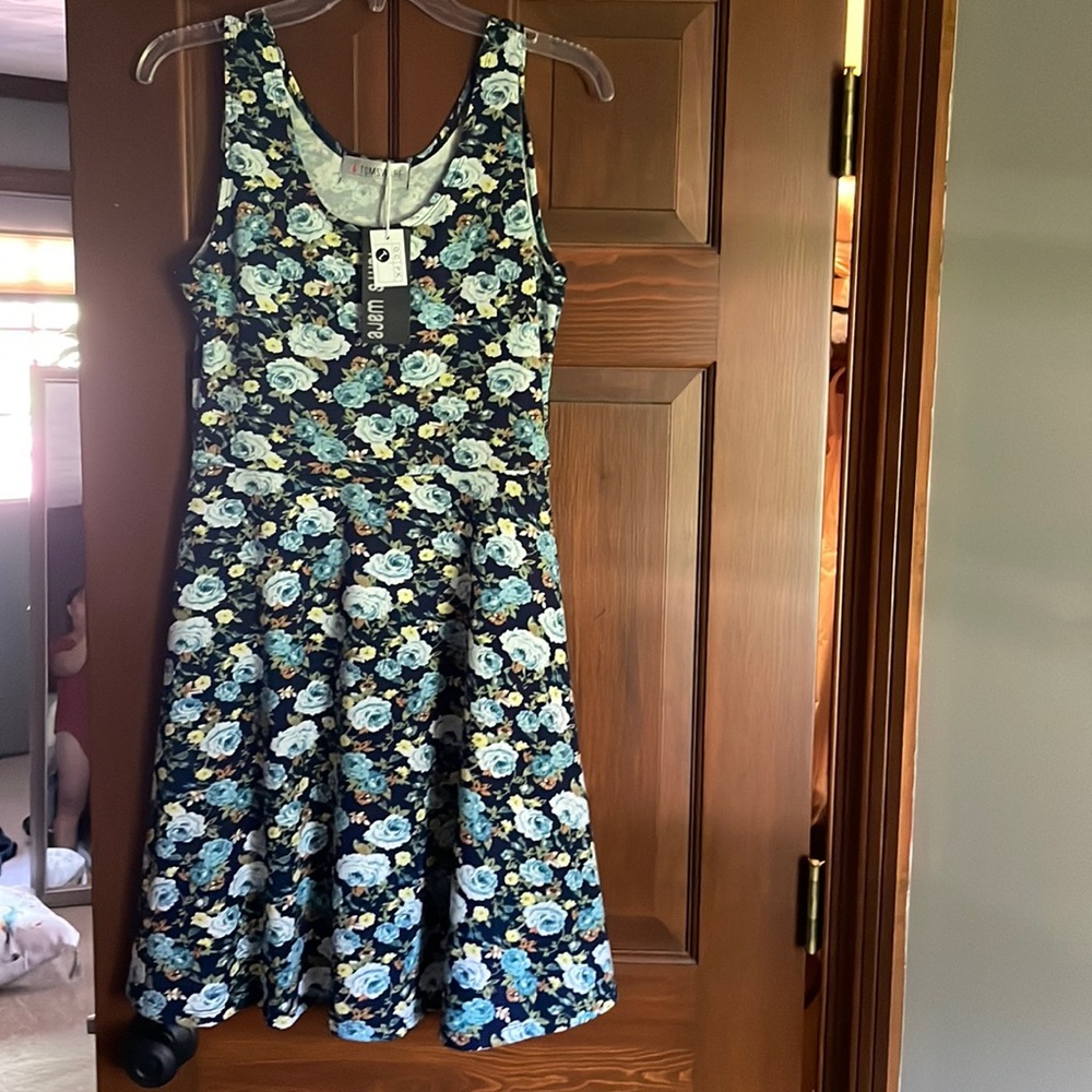 Navy blue floral dress